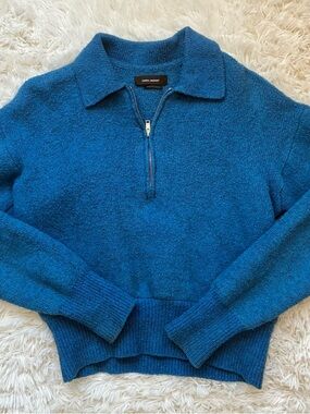 Isabel Marant Zip Collar Blue Pullover Sweater